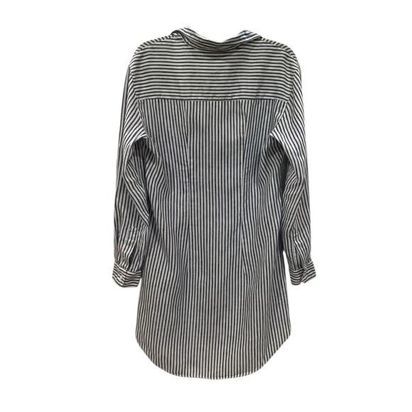 Frank & Eileen Mary Classic Linen Shirtdress In Navy Blue Stripe Size XS - Picture 7 of 10